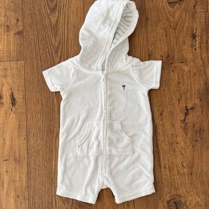 Carter’s baby zipper romper / pool cover up, white, size 9 months